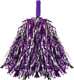 Mávátko party pom pom (pompon) třásně fialovo-stříbrné set 2ks na fandění