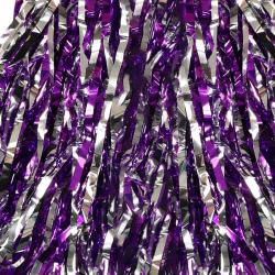 Mávátko party pom pom (pompon) třásně fialovo-stříbrné set 2ks na fandění