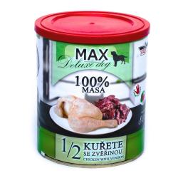 MAX Deluxe Dog 1/2 kuřete se zvěřinou, konzerva 800 g