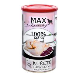 MAX Deluxe Dog 3/4 kuřete s ledvinkami, konzerva 1200 g