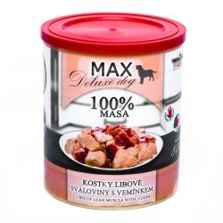 MAX Deluxe Dog kostky libové svaloviny s vemínkem, konzerva 800 g MAX Deluxe Dog kostky libové svaloviny s vemínkem, konzerva 800 g