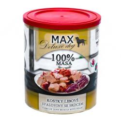 MAX Deluxe Dog kostky libové svaloviny se srdcem, konzerva 800 g MAX Deluxe Dog kostky libové svaloviny se srdcem, konzerva 800 g