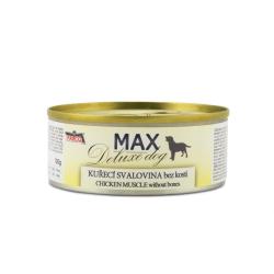 MAX Deluxe Dog kuřecí svalovina bez kosti, konzerva 100 g MAX Deluxe Dog kuřecí svalovina bez kosti, konzerva 100 g