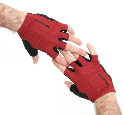 Max1 Ryder bordeaux unisex krátkoprsté cyklistické rukavice
