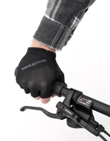 Max1 černé krátkoprsté pánské cyklistické rukavice XXL