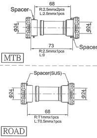 Max1 osa Evo SHIMANO s podložkami BSA