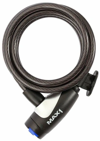 Max1 zámek spirála 1800x8 mm 4 klíče, černý, s diodovým osvětlením Max1 zámek spirála 1800x8 mm 4 klíče, černý, s diodovým osvětlením