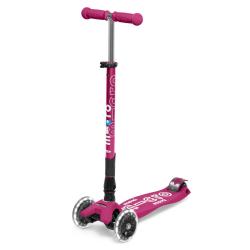 Maxi Micro Deluxe - berry red LED skládací koloběžka + reflexní sada