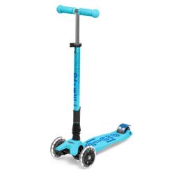 Maxi Micro Deluxe - bright blue LED skládací koloběžka