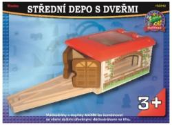 MAXIM DŘEVO Depo střední s dveřmi doplněk k vláčkodráze