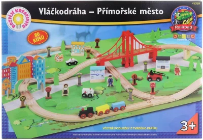 MAXIM DREVO Vláčiková dráha prímorské mesto 80 dielikov (drevená hračka) MAXIM DREVO Vláčiková dráha prímorské mesto 80 dielikov (drevená hračka)