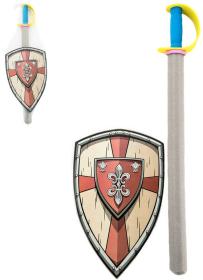 Meč dětský soft pěnový set se štítem 75cm malý rytíř v síťce Meč dětský soft pěnový set se štítem 75cm malý rytíř v síťce