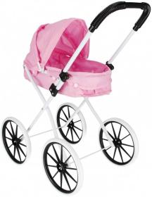 MEGA CREATIVE Kočárek pro panenku miminko růžový hluboký kov