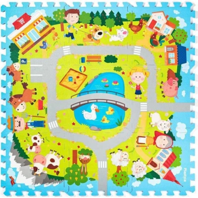 Měkké bloky Vesnice 9ks pěnový koberec baby puzzle podložka na zem
