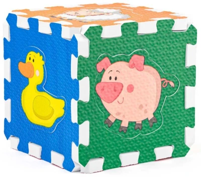 Měkké bloky Zvířátka 6ks pěnový koberec baby vkládací puzzle podložka na zem Zvířátka na farmě