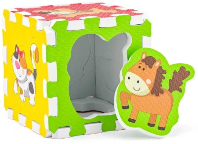 Měkké bloky Zvířátka 6ks pěnový koberec baby vkládací puzzle podložka na zem Zvířátka na farmě