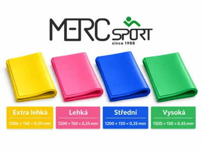 Merc sport Sada posilovacích gum TPE 120 × 15 cm, 4 ks s pouzdrem