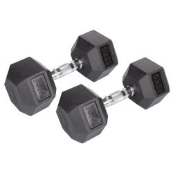 Merco Hex Rubber Dumbbell činka 1 pár
