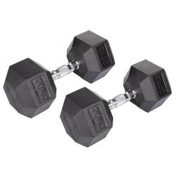Merco Hex Rubber Dumbbell činka 1 pár