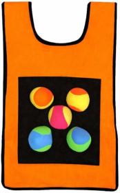 Merco Hra lepicí vesta na suchý zip oranžová set s 5 soft míčky