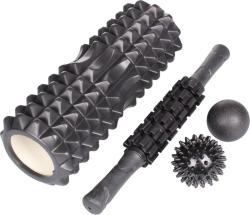 Merco Masážní set černý 4v1 roller / tyč / 2 míčky svalová regenerace