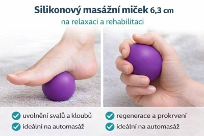 Merco Míček masážny silikónový 6,5cm na relaxáciu a rehabilitáciu fialový
