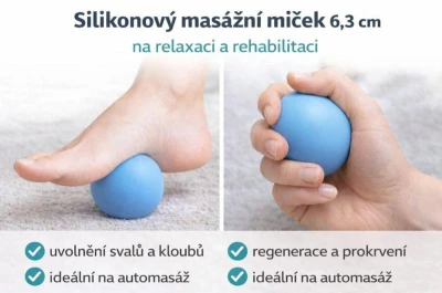 Merco Míček masážní silikonový 6,5cm na relaxaci a rehabilitaci modrý