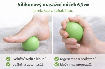 Merco Loptička masážna silikónová 6,5cm na relaxáciu a rehabilitáciu zelená
