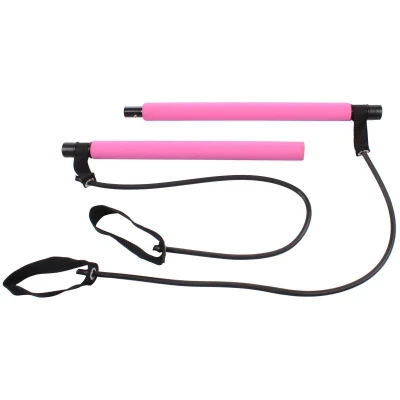 Merco Pilates Sticks posilovací tyč s gumou růžová