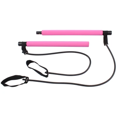 Merco Pilates Sticks posilovací tyč s gumou růžová