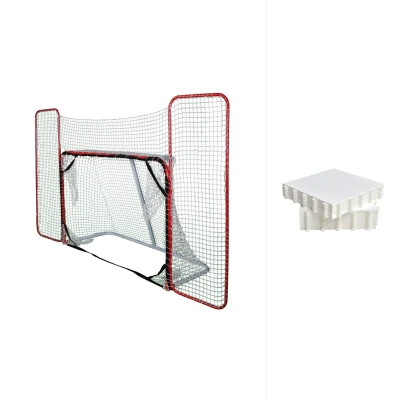 Merco Target branka, s postranní sítí + Hockey Revolution Hockey Tiles desky (8 ks)