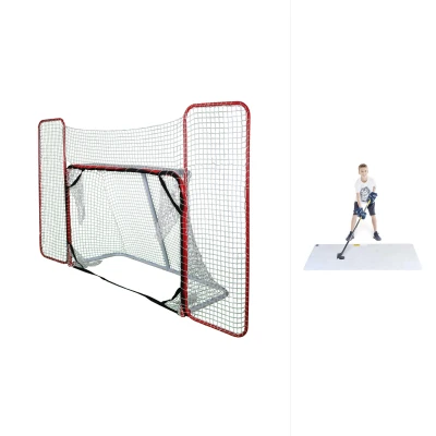 Merco Target branka, s postranní sítí + Hockey Revolution My Shoot Pad 150x75x3 cm