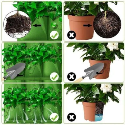 Merco Vertical Grow Bag 7 textilní květináče na zeď černá