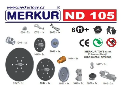 Merkur ND105 ozubená kola KOVOVÁ (stavebnice) Náhradní díl