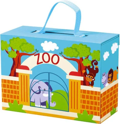 Mertens DREVO Herný set cestovný kufrík so zvieratkami ZOO (drevená hračka)