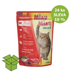 Miau Miau Cat hovězí, kapsa 100 g (24 ks) % Miau Miau Cat hovězí, kapsa 100 g (24 ks) %