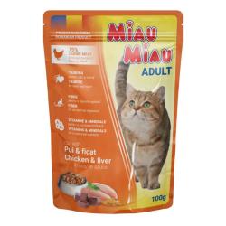 Miau Miau Cat kuřecí a játra, kapsa 100 g Miau Miau Cat kuřecí a játra, kapsa 100 g
