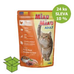 Miau Miau Cat kuřecí a játra, kapsa 100 g (24 ks) % Miau Miau Cat kuřecí a játra, kapsa 100 g (24 ks) %