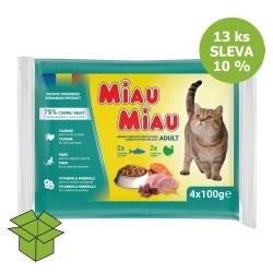 Miau Miau Cat Mix krůta a losos, kapsa 100 g 4 pack (13 ks) %