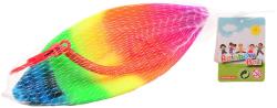 Míč duhový nafukovací 20cm balón přívěsek s karabinkou v síťce