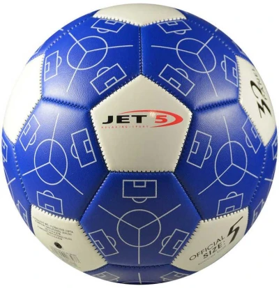 Lopta futbalová Jet 5 kopačka veľ. 5 modro-biela na kopanú Lopta futbalová Jet 5 kopačka veľ. 5 modro-biela na kopanú