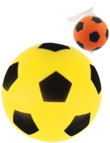 Míč soft pěnový s potiskem fotbalový 18cm 2 barvy v síťce Míč soft pěnový s potiskem fotbalový 18cm 2 barvy v síťce