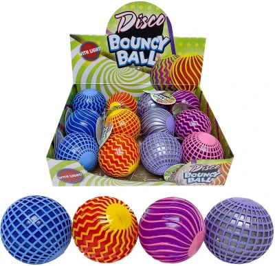 Míček disko koule 6cm skákací balonek na baterie Světlo 4 barvy 3 druhy
