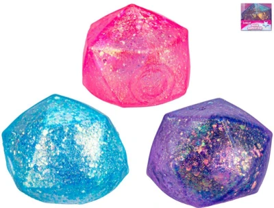 Míček glamour diamant třyptivý strečový 6cm antistresový 3 barvy