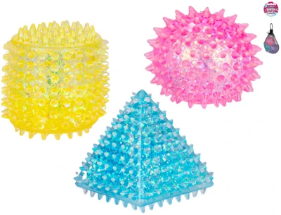 Míček mačkací antistresový 3D geometrická tělesa set 3ks s bodlinkami
