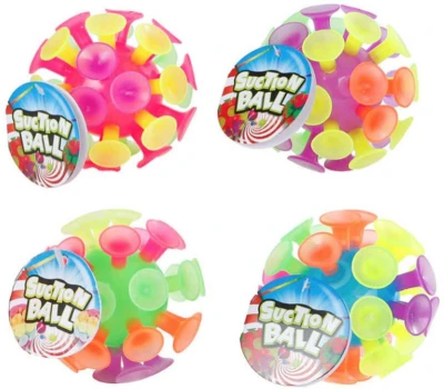 Míček s přísavkami měkký balónek 4 barvy plast