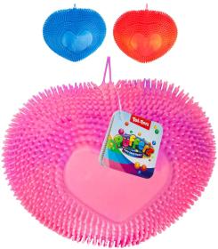 Míček srdce mačkací s bodlinkami antistresový silikonový duhový 3 barvy