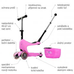 Micro Mini2go Deluxe Plus - růžová (pink) + reflexní sada