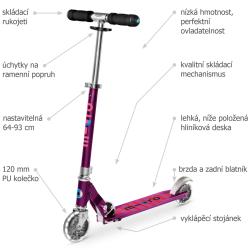 Micro Sprite LED Purple Stripe koloběžka