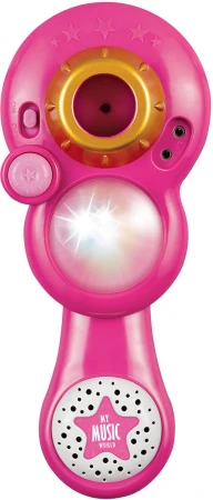 Mikrofon dětský Karaoke růžový se stojanem na baterie Světlo Zvuk MP3
